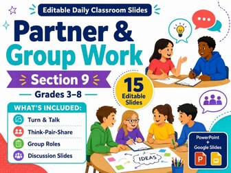 Partner & Group Work classroom Slides | 15 Editable Visual Template