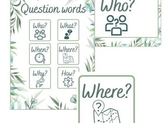 Question word cards with icons - KS1