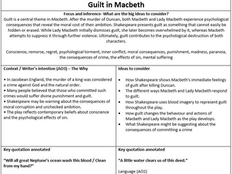AQA GCSE English literature Knowledge organsiers- Macbeth