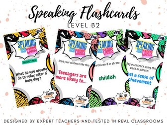 ESL B2 Upper-Intermediate Speaking Flashcards Bundle - 208 Conversation & Grammar Cards for Tee