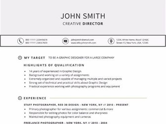 Targeted Resume Template for Word / CV Design
