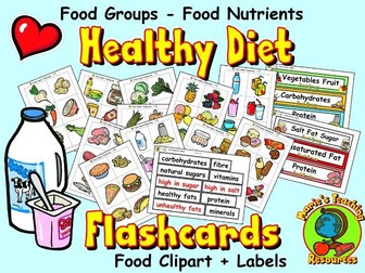 Healthy Diet Food Clipart & Nutrients Labels