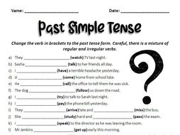 Past Tense Verbs A Z Change The Tense Worksheet Teaching Resources