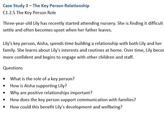 AAQ Early Childhood Development Unit 2: Keeping Children Safe Learning Aim C Case Study Pack EYF