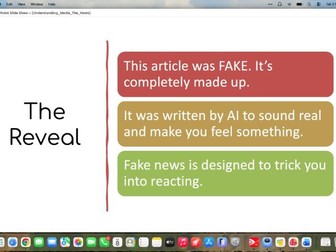 Fake News Articles - UKS2 Media Literacy, Critical Thinking and Online Citizenship Session