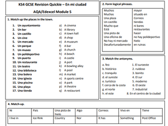 Conti-Style KS4 Quickie In my city Worksheet
