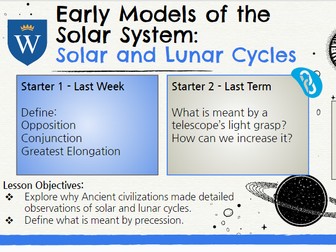 GCSE Astronomy Unit 7 - Early Models of the Solar System