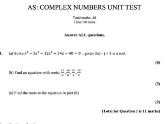 NEW A-level Further Maths: AS (Year 12) Pure Unit Tests