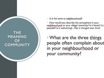The meaning of community, talking about emblematic places where you live