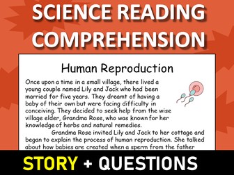 Human Reproduction Reading Science Story Comprehension Questions Worksheet