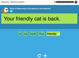 Attributive position: Adjectives - Interactive Activity - KS3 Spag