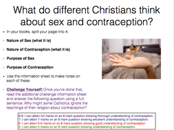 Eduqas Religious Studies Component 1 Relationships Lesson 5 Sex and Contraception FULL LESSON