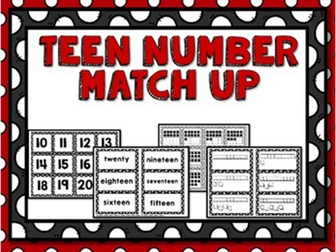 Teen Number Match- Base 10 and 10 Frames