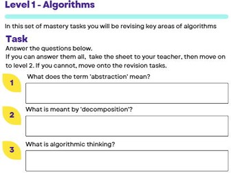Computer Science paper 2 Mastery tasks (OCR)