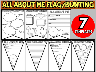 All About Me Flag & Bunting Templates - KS2 primary