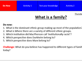 Types of families and family diversity AQA