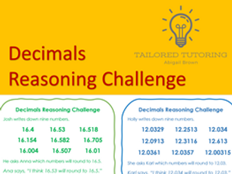 Decimals Reasoning Challenge