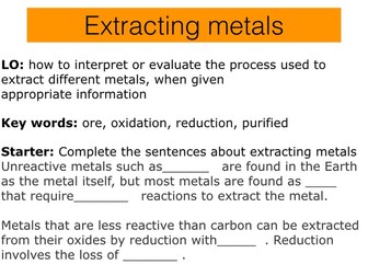 C5 Extracting metals, AQA 2016-17 new specification.