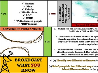 2027 EDUQAS GCSE MEDIA EXAMS ONWARDS: ASSESSMENT FOR LEARNING/ EXAM REVISION  ' DESERT ISLAND DISCS'