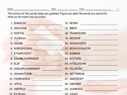Health-Personal Hygiene Jumbled Words