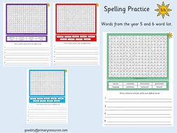 Year 5 and 6 spelling practice- word searches - year 5 and 6 word list ...