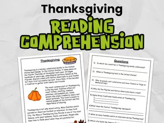 Thanksgiving Reading Comprehension for KS2 | Guided Reading Task