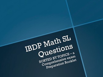 IBDP Math SL Questions Paper 1 Section Sorted by Topics