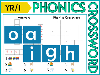 Stage 3 Phonics ai oa igh Crossword