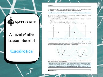 A-level Maths Lesson Booklet: Quadratics