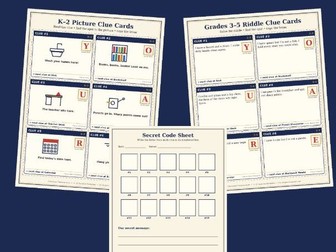 Classroom Treasure Hunt Game | Linked Clue Cards, Map & Certificates | K-5