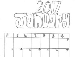 January Calendar Colouring Sheet