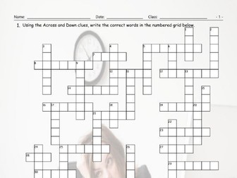 Past Perfect Tense Crossword Puzzle