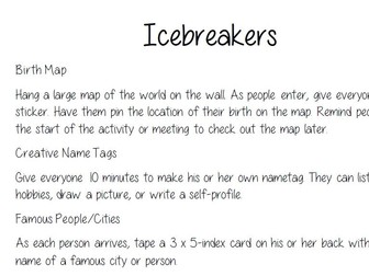 Ice Breaker Ideas