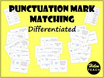 Punctuation Mark Matching Activity | Differentiated