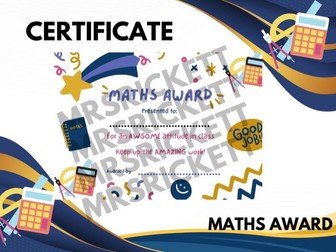 Maths Award/Certificate (colourful)