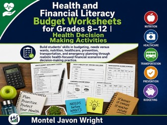 Health and Financial Literacy Budget Worksheets Grades 8–12 | Decision-Making Activities