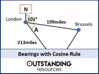 Bearings and Trigonometry (Cosine Rule) - Lesson with Worksheet