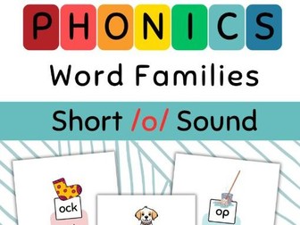 Phonics. Word Families Short /o/ Sound Reading cards.