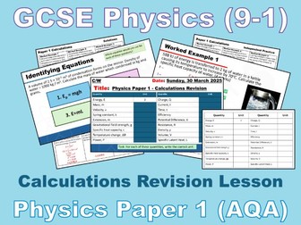 GCSE Physics Paper 1 Calculations - Revision Lesson