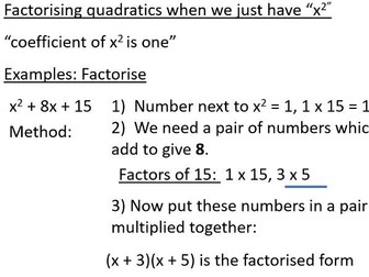 Factorising Basic Quadratics