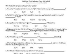 Bill Nye The Science Guy & Eyeball video follow along sheet