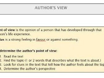 Ks4 English worksheet- Author's point of view