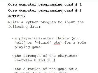 GCSE Computer Science - core programming in Python