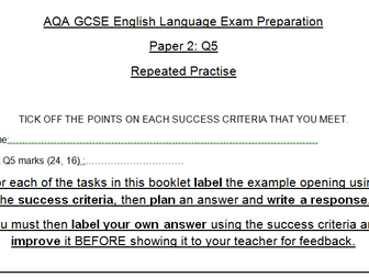 AQA GCSE English Language Paper 2 Booklets: Repeated Practise