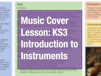 Music Cover Lesson: KS3 Introduction to Instruments
