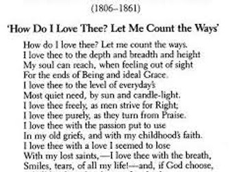 Elizabeth Barrett Browning Revision Sheet/ Questions Sonnet 43 How Do I Love Thee