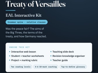 IGCSE History 0470: Treaty of Versailles EAL Unit