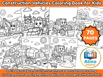 Construction Vehicles Coloring Book for Kids