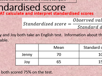 Standardised score - GCSE statistics