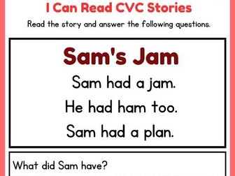 Short A CVC Decodable Short Stories worksheets with Questions